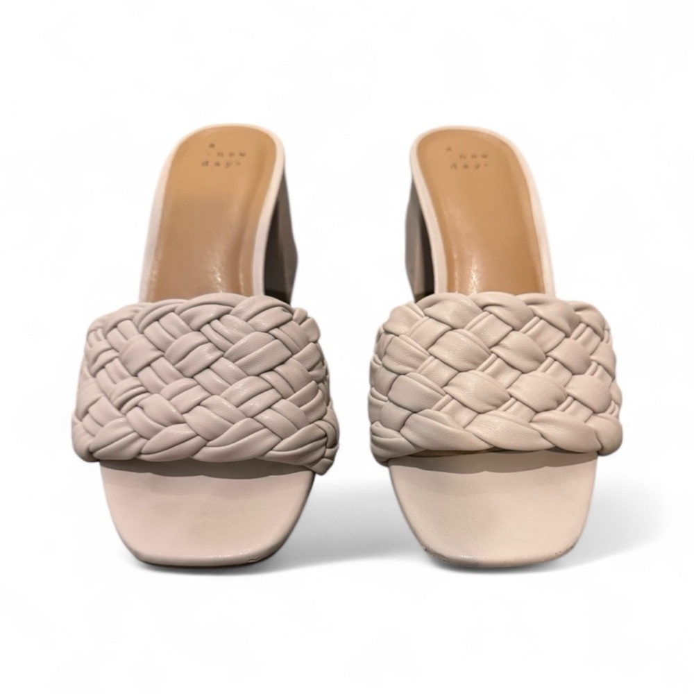 A New Day Lilac Braided Block Heel Mules Size 7.5 | Trendy Slide Sandals
